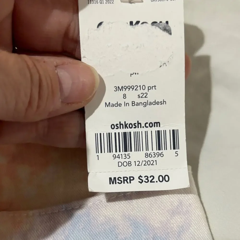 OshKosh B'gosh 8 Pastel Tie-Dye Jean Shorts cotton spandex blend nwt